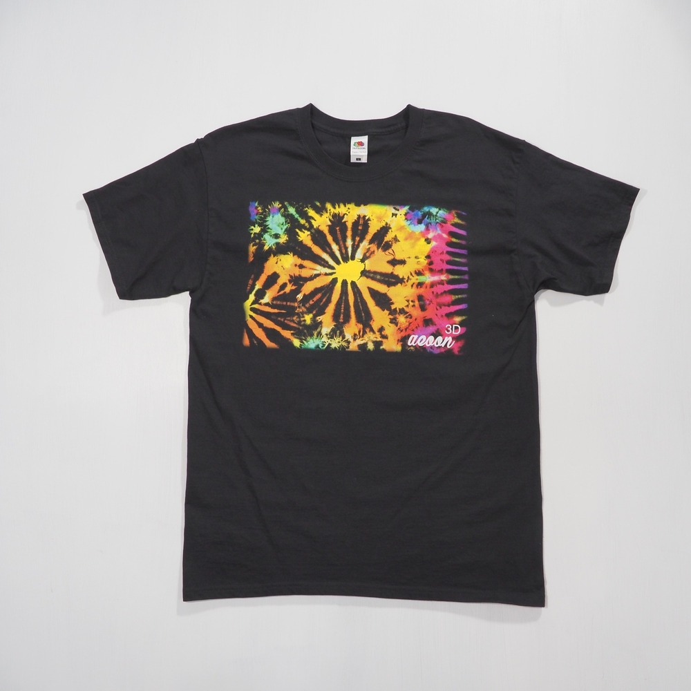 3D Tie Dye Graphic Tee Shirt Men Large Black Multicolor Psychedelic Short Sleeve